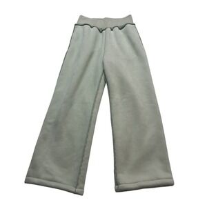 Bohme Mattie Faux Shearling Pants Women's Small Sage Green Wide Leg Heavy Winter